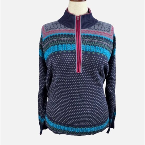 Eddie Bauer Fair Isle 1/4 Zip Winter Nordic Outdoor Sweater Pullover (Size XXL) - Picture 1 of 10
